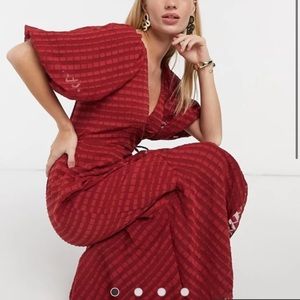 NWOT ASOS Wrap Maxi Dress with Puff Sleeves